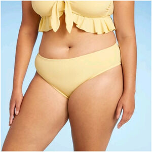 Juniors Plus Size Ribbed Cheeky Hipster Bikini Bottom Lt Yellow 1X